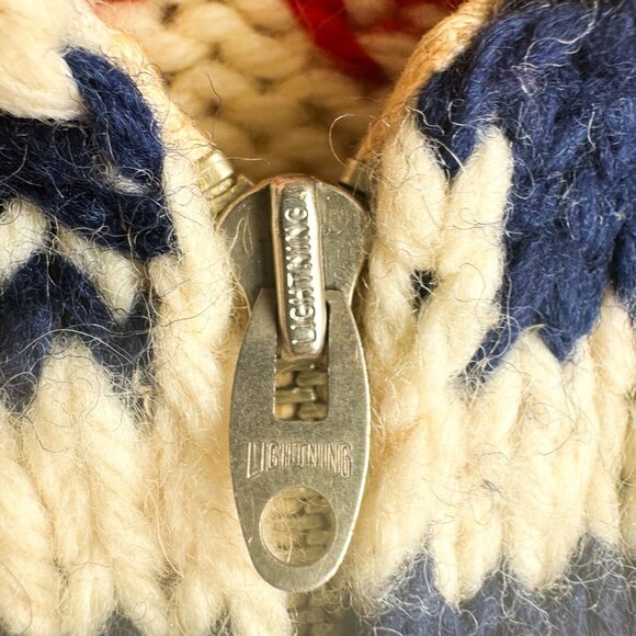 Vintage 60s hand-knit Chunky Curling Cardigan Sweater Wool L - Picture 4 of 7